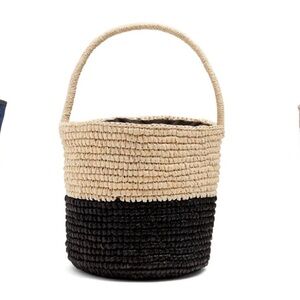 Bi-colour toquilla-straw basket bag, Sensi Studio